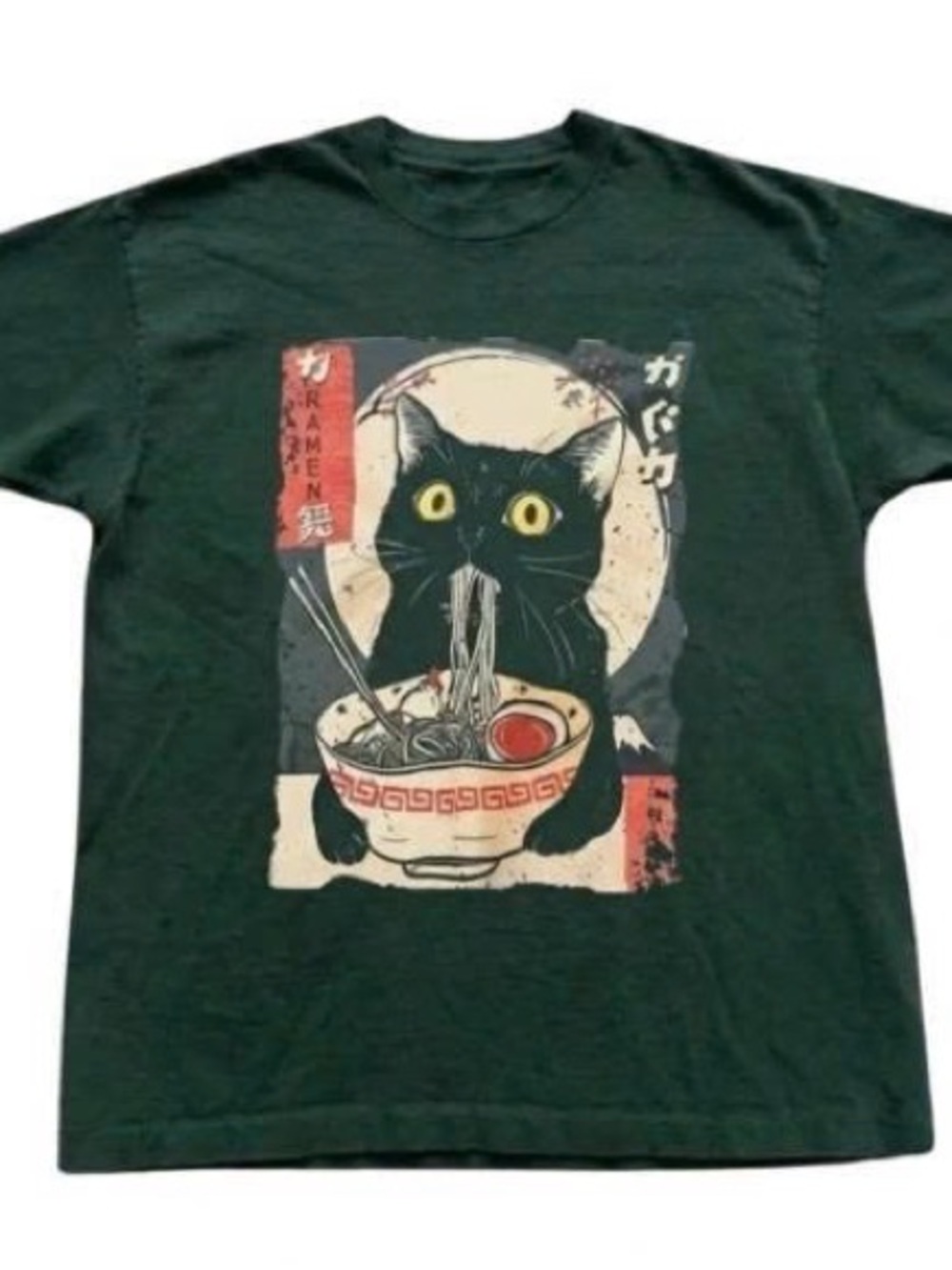 Black Cat Ramen Graphic T-Shirt - Black